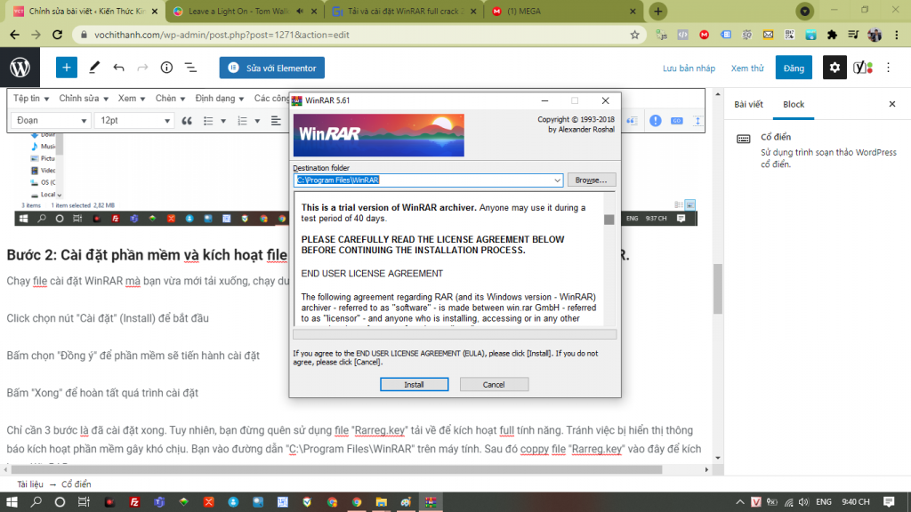 Cài đặt WinRAR full Crack