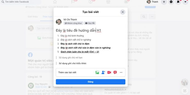 Cách viết chữ facebook đẹp mắt với bộ công cụ yaytext - vochithanh.com 6